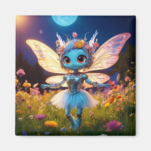 Pixie Robot Ballerina Dansend in de Wilde Bloemen Magneet