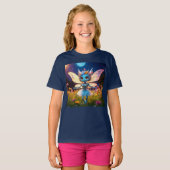 Pixie Robot Ballerina Dansend in de Wilde Bloemen T-shirt (Voorkant volledig)