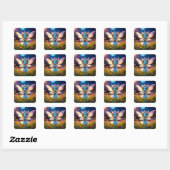 Pixie Robot Ballerina Dansend in de Wilde Bloemen Vierkante Sticker (Vel)