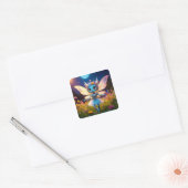 Pixie Robot Ballerina Dansend in de Wilde Bloemen Vierkante Sticker (Envelop)