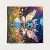 Pixie Robot Ballerina Dansend in de Wilde Bloemen Wandkleed (Voorkant (horizontaal))