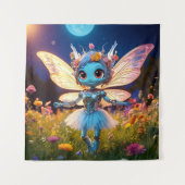 Pixie Robot Ballerina Dansend in de Wilde Bloemen Wandkleed (Voorkant)