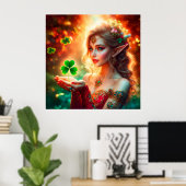 Pixie St Patrick's Day meisje kleurrijke zomer kun Poster (Thuiskantoor)