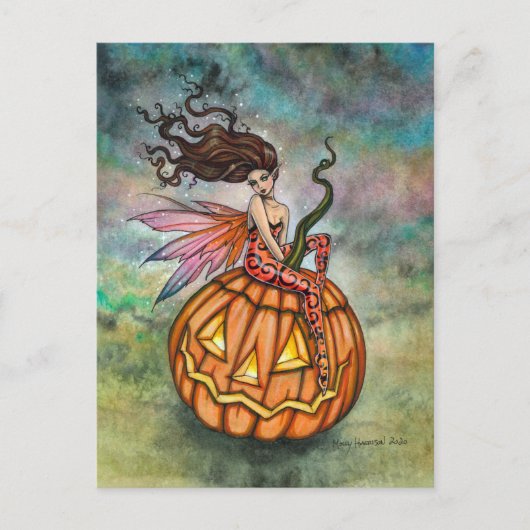Pixie van Halloween Feeënkunst door Molly Harrison Briefkaart (Voorkant)