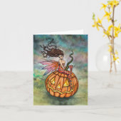 Pixie van Halloween Feeënkunst door Molly Harrison Kaart (Gele Bloem)