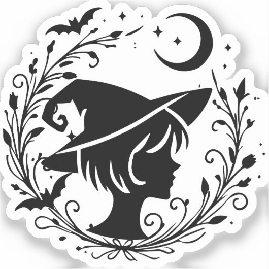 Pixie Witch Wiccan toverheksen Halloween Sticker (Voorkant)