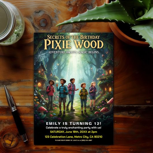 Pixie Wood Magical Birthday Party Kaart