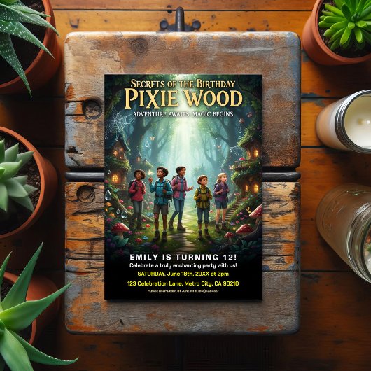 Pixie Wood Magische Verjaardagsfeestje Briefkaart