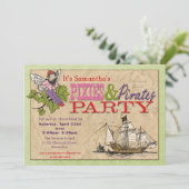 Pixies and Pirates Party Invitation Kaart (Staand voorkant)