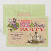 Pixies and Pirates Party Invitation Kaart (Voorkant / Achterkant)