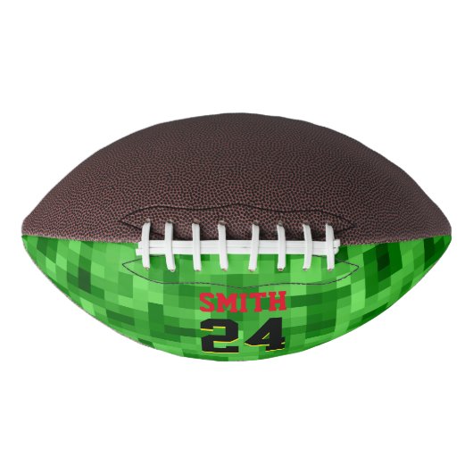 Pixilated Grass Speler Naam Nummer Cool American Football (Voorkant)