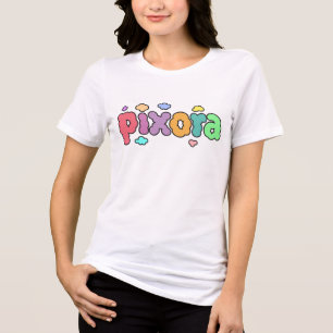 Pixora – Kleurrijke Bubble Letter Logo Design Tri-Blend Shirt