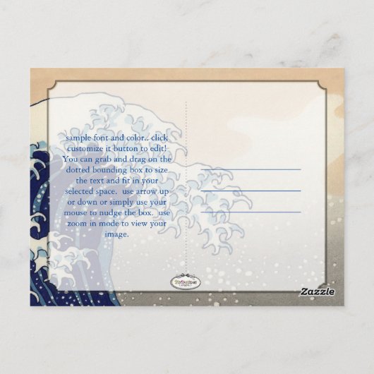 PixPix, Great Wave, Hokusai, 飾 の 神 Dezines 北 Dezin Briefkaart (Achterkant)