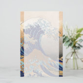 PixPix, Great Wave, Hokusai, 飾 の 神 Dezines 北 Dezin Briefpapier (Staand voorkant)