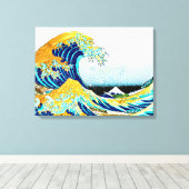 PixPix, Great Wave, Hokusai, 飾 の 神 Dezines 北 Dezin Canvas Afdruk (Insitu (Houten vloer))