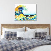 PixPix, Great Wave, Hokusai, 飾 の 神 Dezines 北 Dezin Canvas Afdruk (Insitu (Slaapkamer))