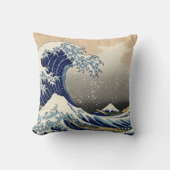 PixPix, Great Wave, Hokusai, 飾 の 神 Dezines 北 Dezin Kussen (Voorkant)