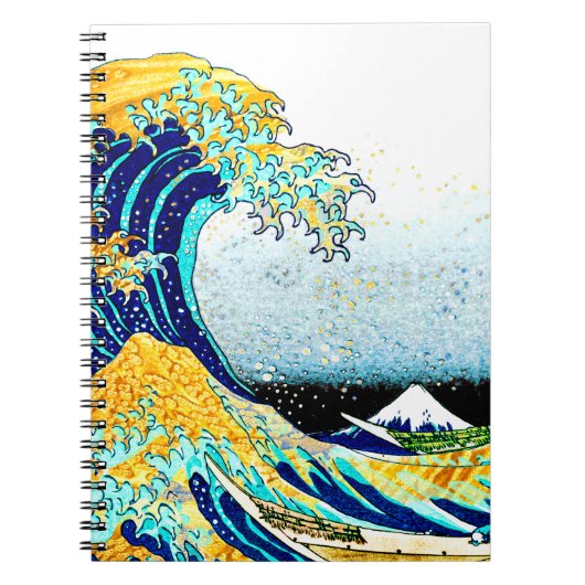PixPix, Great Wave, Hokusai, 飾 の 神 Dezines 北 Dezin Notitieboek (Voorkant)