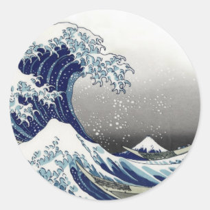 PixPix, Great Wave, Hokusai, 飾 の 神 Dezines 北 Dezin Ronde Sticker