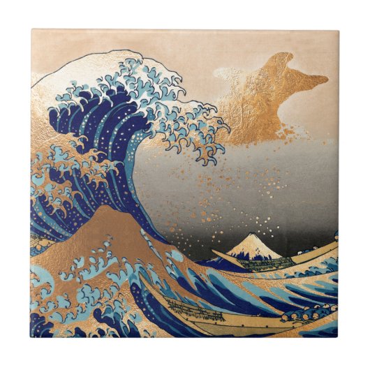 PixPix, Great Wave, Hokusai, 飾 の 神 Dezines 北 Dezin Tegeltje (Voorkant)