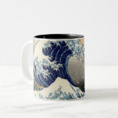 PixPix, Great Wave, Hokusai, 飾 の 神 Dezines 北 Dezin Tweekleurige Koffiemok (Voorkant links)