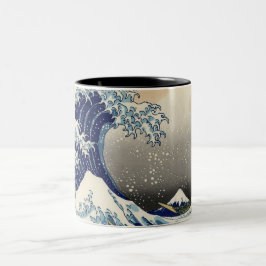 PixPix, Great Wave, Hokusai, 飾 の 神 Dezines 北 Dezin Tweekleurige Koffiemok
