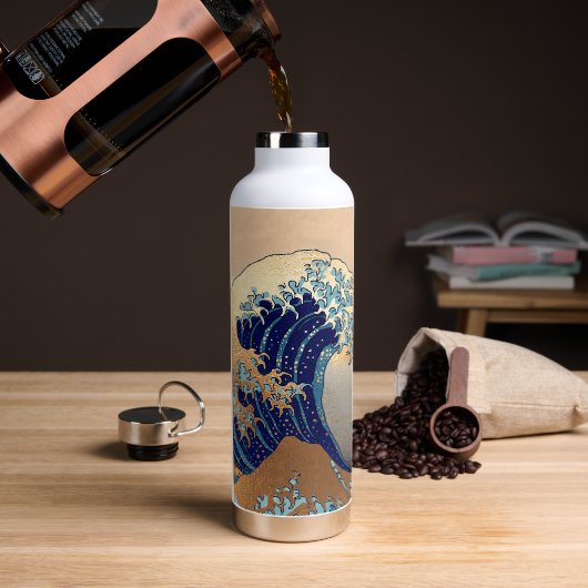 PixPix, Great Wave, Hokusai, 飾 の 神 Dezines 北 Dezin Waterfles (Koffie)