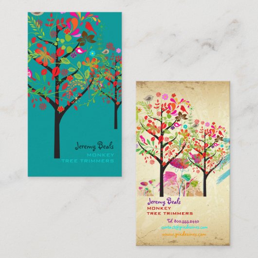 PixZines  RETRO TREE TRIMMER ♥/DIY Visitekaartje (Voorkant / Achterkant)