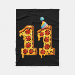 Pizza 11e verjaardag 11 jaar oud feest Pet Bday Bo Fleece Deken