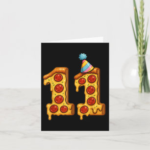 Pizza 11e verjaardag 11 jaar oud feest Pet Bday Bo Kaart