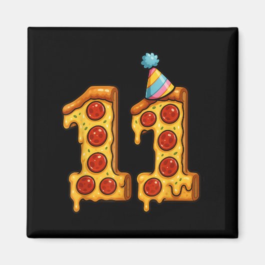 Pizza 11e verjaardag 11 jaar oud feest Pet Bday Bo Magneet (Voorkant)