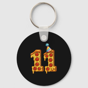 Pizza 11e verjaardag 11 jaar oud feest Pet Bday Bo Sleutelhanger