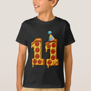 Pizza 11e verjaardag 11 jaar oud feest Pet Bday Bo T-shirt