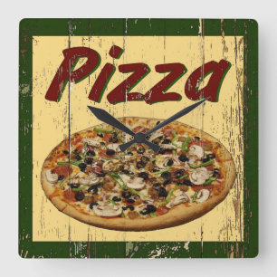 Pizza 1 vierkante klok