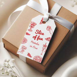 Pizza 1e hand geschreven getrokken plakje leuke ve cadeaulabel