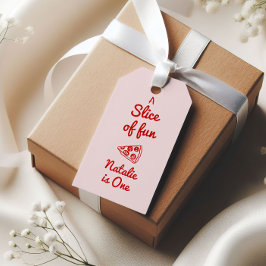 Pizza 1e hand geschreven getrokken plakje leuke ve cadeaulabel