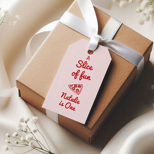 Pizza 1e hand geschreven getrokken plakje leuke ve cadeaulabel