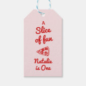 Pizza 1e hand geschreven getrokken plakje leuke ve cadeaulabel (Voorkant)