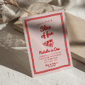 Pizza 1e hand geschreven getrokken plakje leuke ve kaart