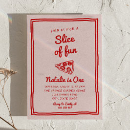 Pizza 1e hand geschreven getrokken plakje leuke ve kaart