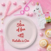 Pizza 1e hand geschreven getrokken plakje leuke ve papieren bordje (Feest)