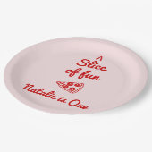 Pizza 1e hand geschreven getrokken plakje leuke ve papieren bordje (Gekanteld)