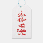 Pizza 1e hand getrokken plak van leuke verjaardags cadeaulabel (Voorkant)