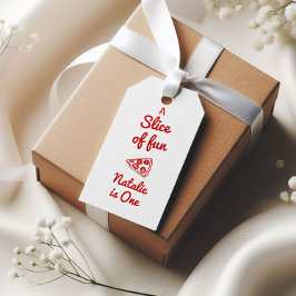 Pizza 1e hand getrokken plak van leuke verjaardags cadeaulabel