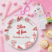 Pizza 1e hand getrokken plak van leuke verjaardags papieren bordje (Feest)