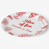 Pizza 1e hand getrokken plak van leuke verjaardags papieren bordje (Gekanteld)