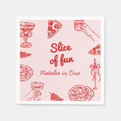 Pizza 1e hand getrokken plak van leuke verjaardags servet (Voorkant)