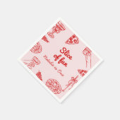 Pizza 1e hand getrokken plak van leuke verjaardags servet (Hoek)