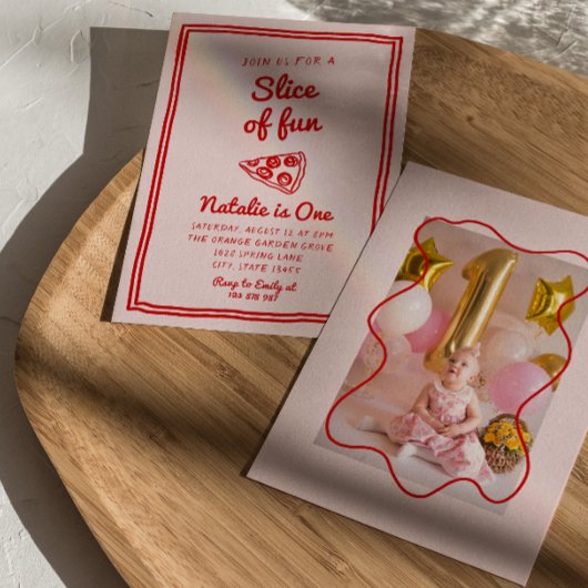 Pizza 1e hand getrokken plakje leuke foto verjaard kaart