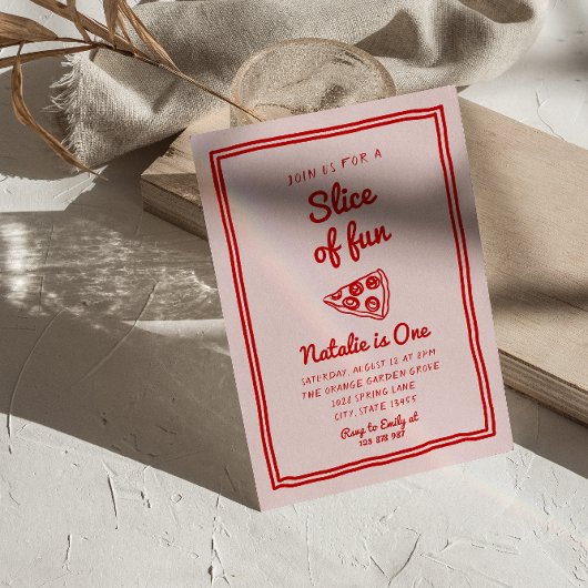 Pizza 1e hand getrokken plakje leuke foto verjaard kaart